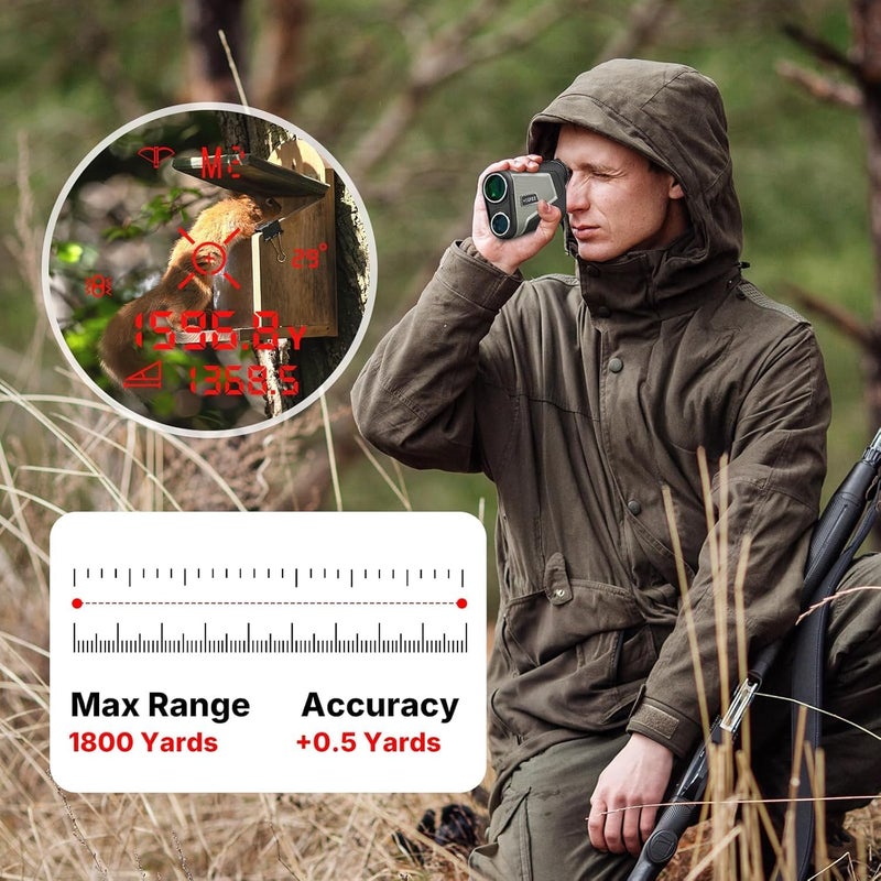 Worgree Hunting Rangefinder with Red OLED Display in Low Light, 7X Magnification 1800 Yards Laser Rangefinder, Magnetic, Waterproof, Lightweight, Angle Measurement/Scan/Lock Vibration - Image 3